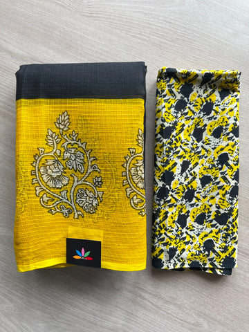 Handblock Printed Kota Doria Saree - 33683