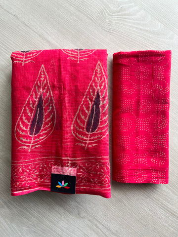Handblock Printed Kota Doria Saree - 33698-33699