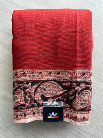 Handblock Printed Kota Doria Saree - 33700-33701