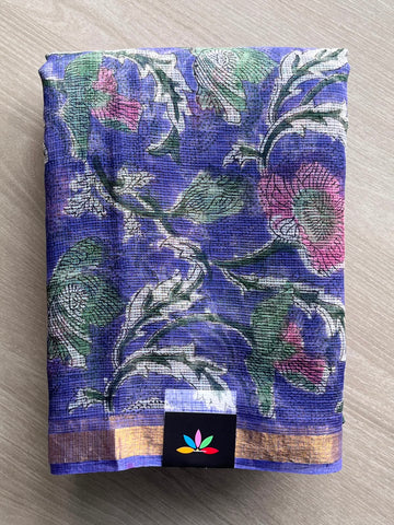 Handblock Printed Kota Doria Saree - 33708-33709