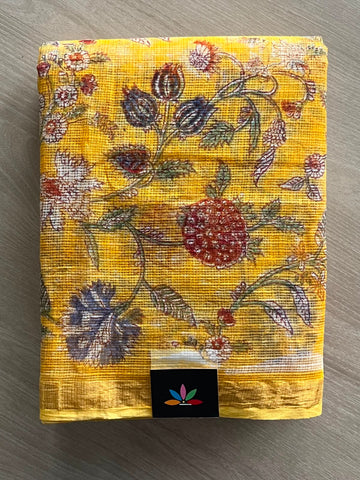 Handblock Printed Kota Doria Saree - 33712-33713