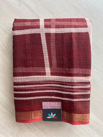 Handblock Printed Kota Doria Saree - 35164-35165
