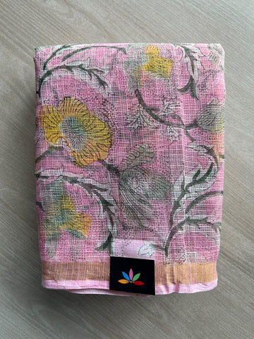 Hand block Printed Kota Doria Saree - 35897