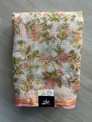 Hand block Printed Kota Doria Saree - 35900