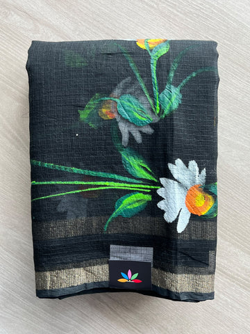 Hand block Printed Kota Doria Saree - 35904