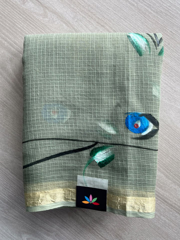 Hand block Printed Kota Doria Saree - 35905