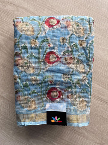 Hand block Printed Kota Doria Saree - 35906