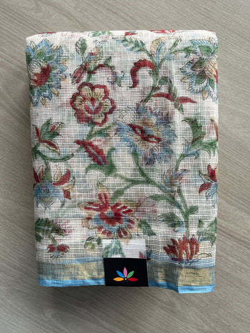 Hand block Printed Kota Doria Saree - 35908
