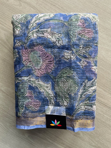 Hand block Printed Kota Doria Saree - 35910