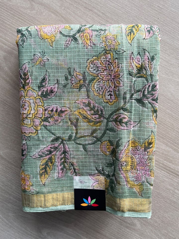 Hand block Printed Kota Doria Saree - 35911