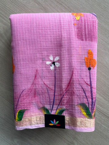 Hand block Printed Kota Doria Saree - 35912