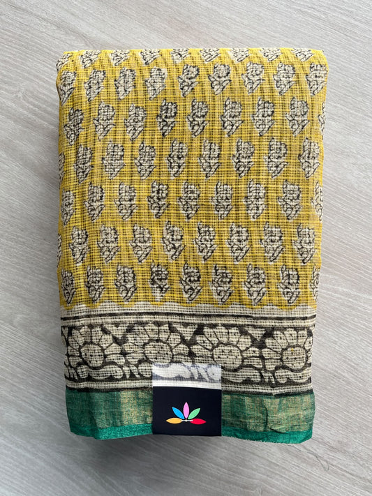 Hand block Printed Kota Doria Saree - 35937-35938