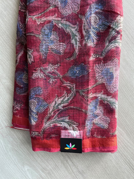 Hand block Printed Kota Doria Saree - 36123-36124