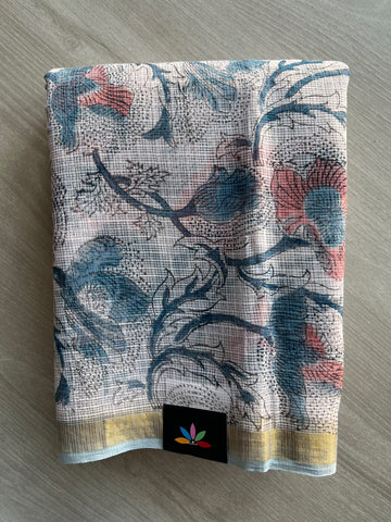 Hand block Printed Kota Doria Saree - 36125-36126