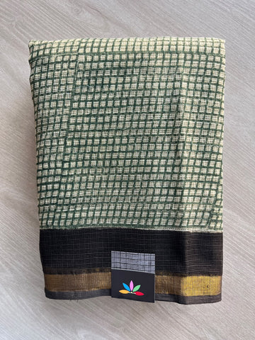 Hand block Printed Kota Doria Saree - 36127-36128
