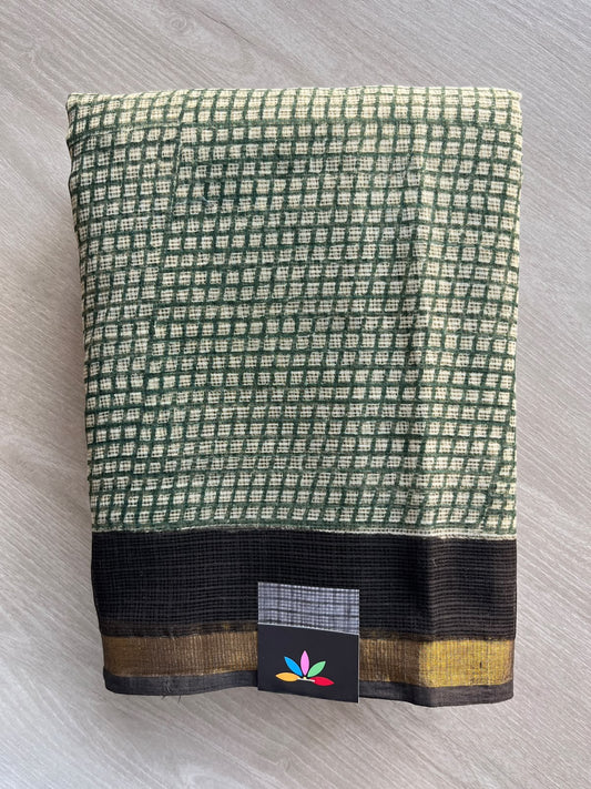 Hand block Printed Kota Doria Saree - 36127-36128