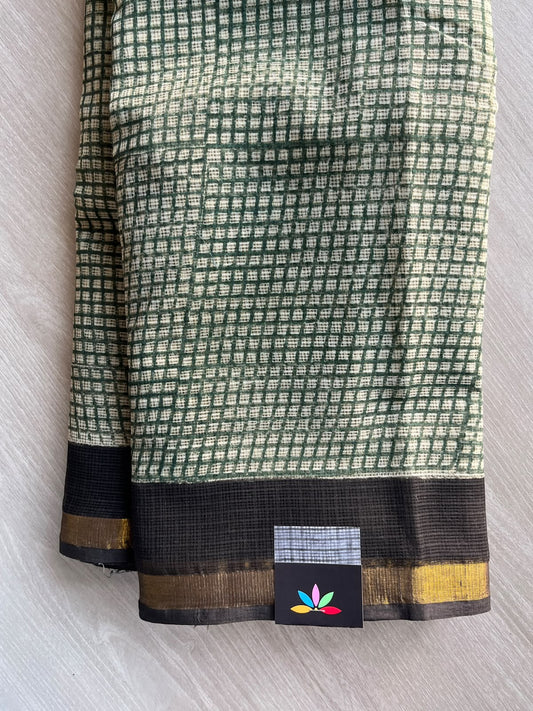 Hand block Printed Kota Doria Saree - 36127-36128