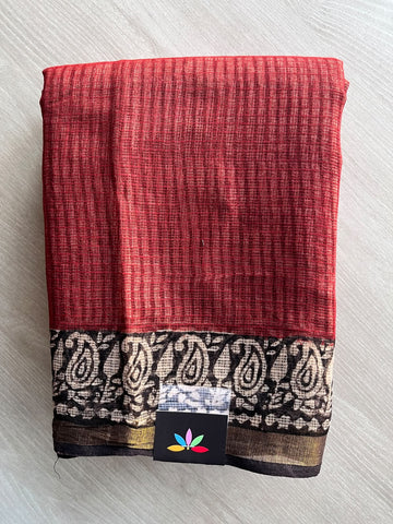 Hand block Printed Kota Doria Saree - 36133-36134