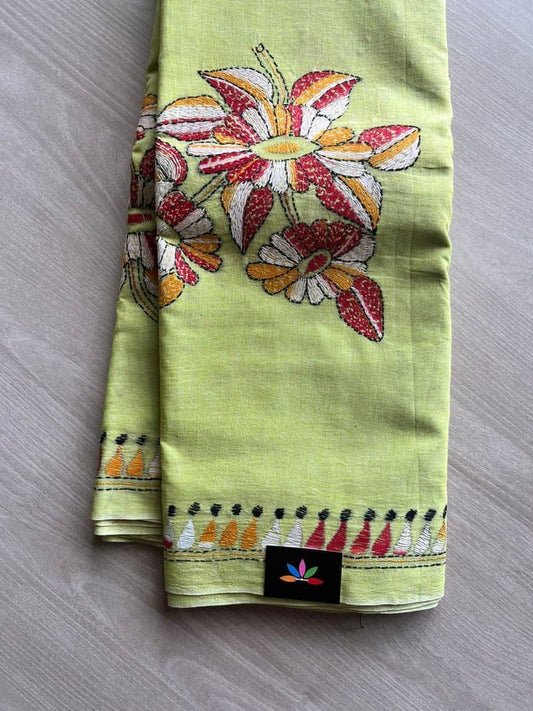 Kantha Stitch Cotton Saree -11720