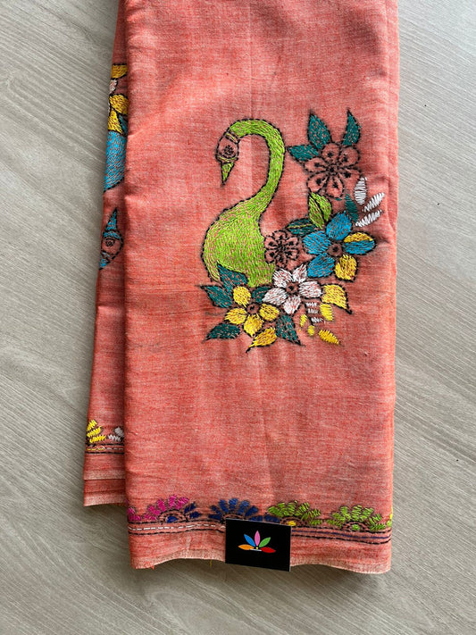 Kantha Stitch Cotton Saree -12457