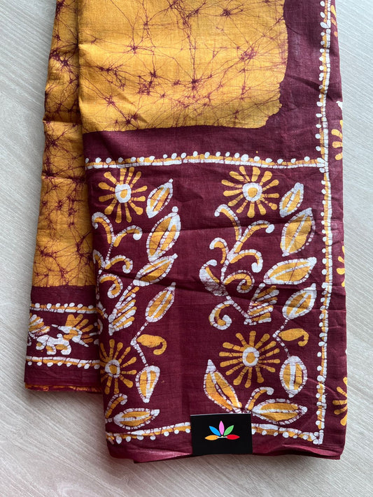 Traditional Hand Batik Cotton Saree-13388