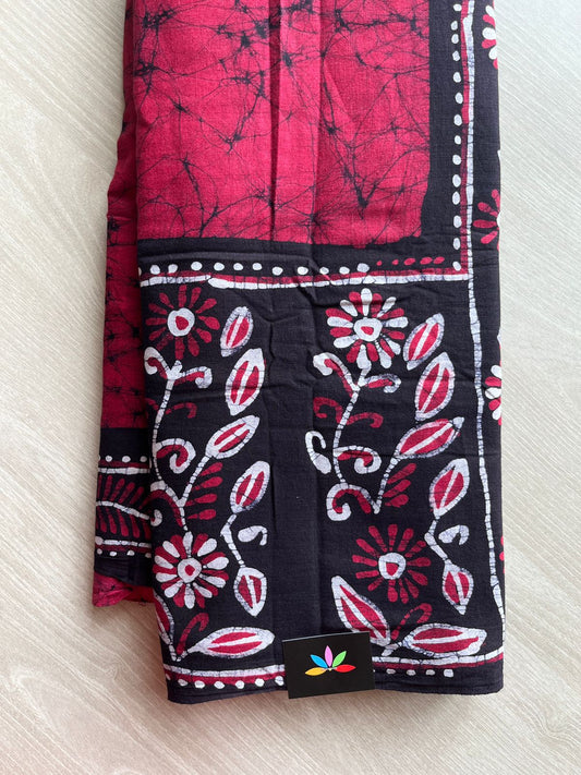 Traditional Hand Batik Cotton Saree -13389