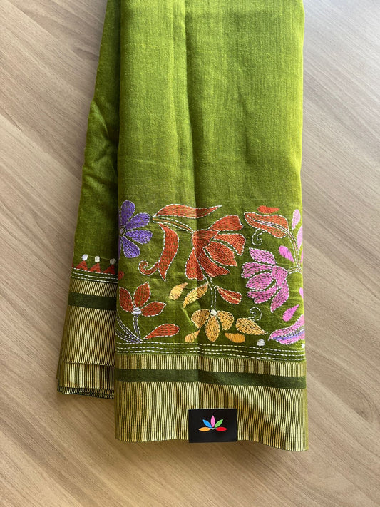 Kantha Stitch Silk Cotton Saree -13771