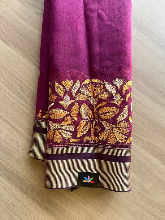 Kantha Stitch Silk Cotton Saree -13772