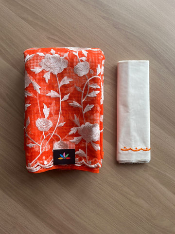 Scallop Border Parsi Embroidery Resham Kota Saree - 21239