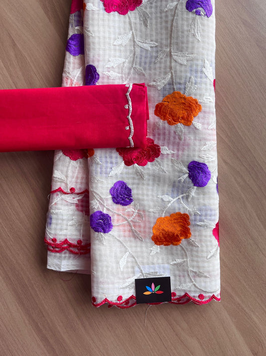 Scallop Border Parsi Embroidery Resham Kota Saree - 21246