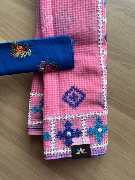 Gujarati Stitch Embroidery Resham Kota Saree - 21253