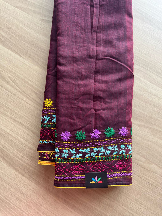 Hand Embroidered Lambani Cotton  Saree -22206