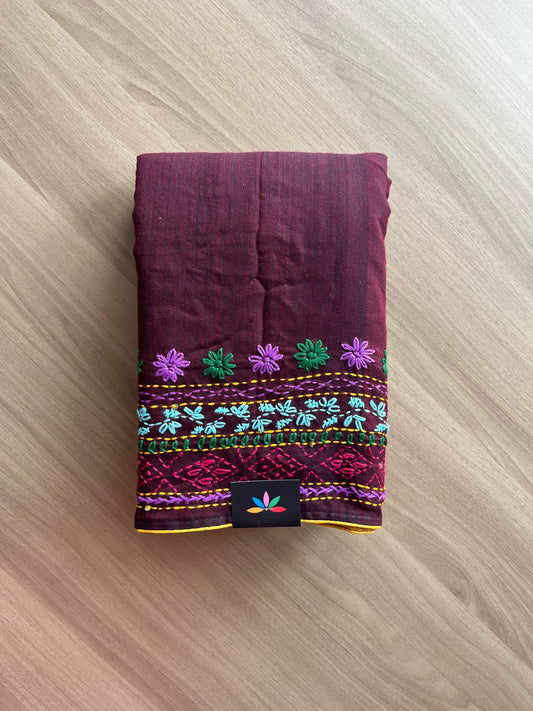 Hand Embroidered Lambani Cotton  Saree -22206