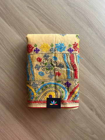 Hand Embroidered Lambani Cotton Silk Saree -22208