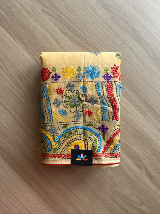 Hand Embroidered Lambani Cotton Silk Saree -22208