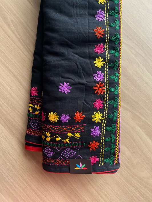 Hand Embroidered Lambani Cotton Saree -22209