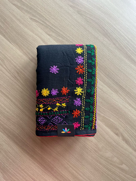 Hand Embroidered Lambani Cotton Saree -22209