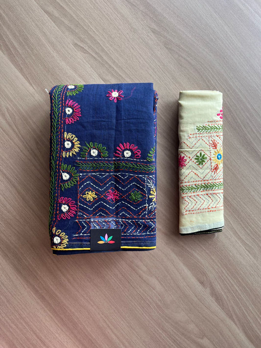 Hand Embroidered Lambani Cotton Saree -22210