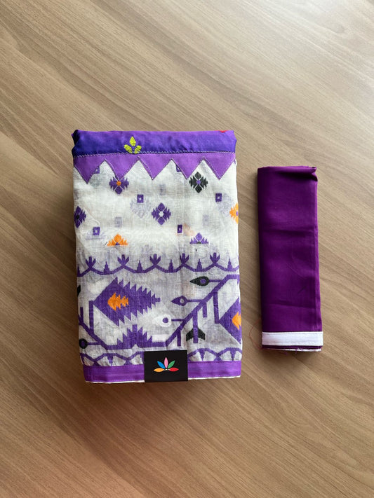Bangalore silk  Blended Kantha Stitch Jacquard Border Saree -22216