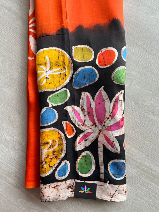 Handcrafted Batik Bishnupuri Silk Saree - 27354