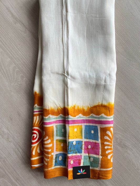 Handcrafted Batik Bishnupuri Silk Saree - 27358