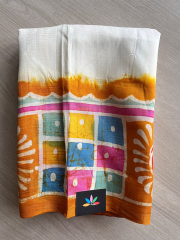 Handcrafted Batik Bishnupuri Silk Saree - 27358