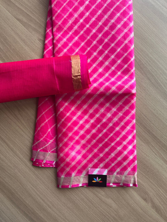 Pink Leheriya Kota Silk Saree - 14417