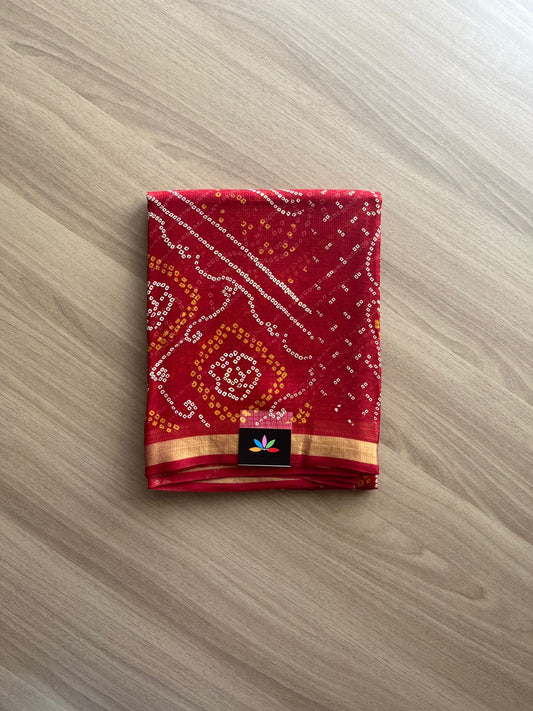 Bandhani Print Pure Kota Silk Saree -14420