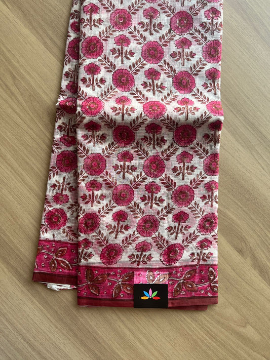 Handblock Printed Pure Kota Silk Saree -14423