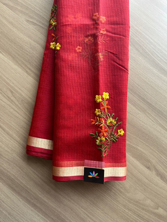 Machine Embroidered Blended Kota Saree-14427