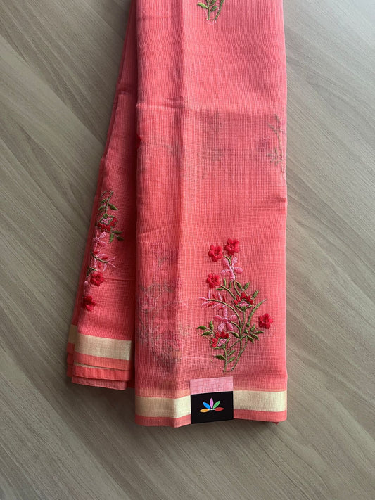 Machine Embroidered Blended Kota Saree-14432