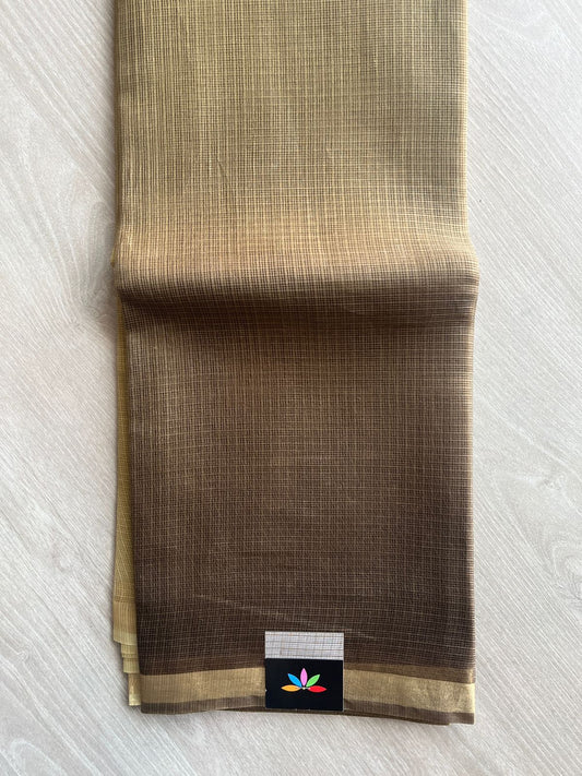 Beige & Deep Brown Gradient Pure Kota Silk Saree-14444