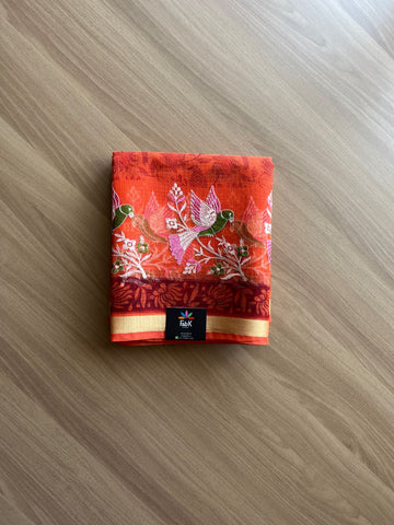 Printed and Machine Embroidered Blended Kota Saree -16380