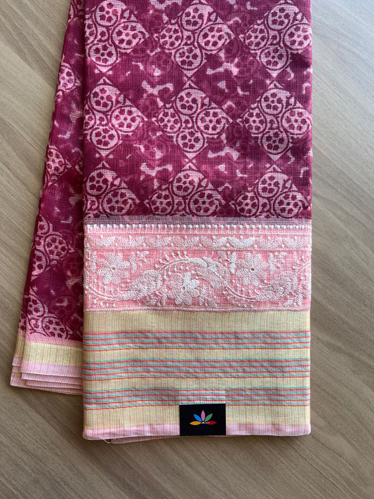 Machine Embroidered Blended Kota Saree -17284